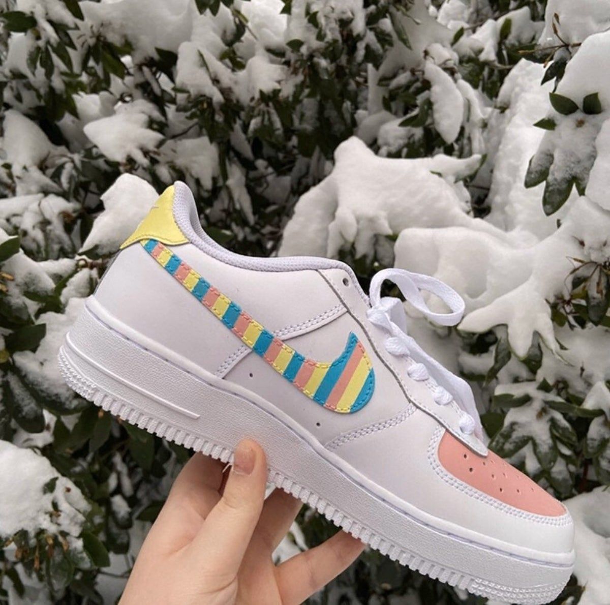 Pink Yellow Rainbow Custom AF 1s Shoes