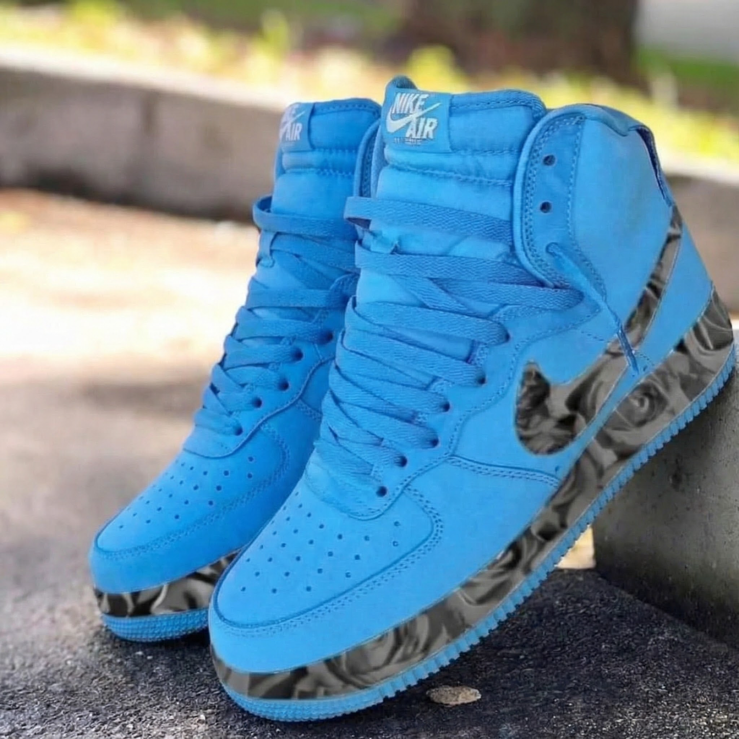 Poetic Blue Rose Pattern Custom AF 1s Shoes