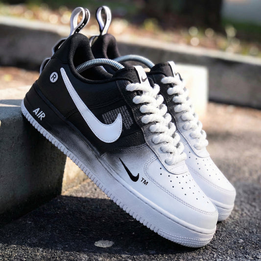 Premium Black White Gradient Custom AF 1s Shoes