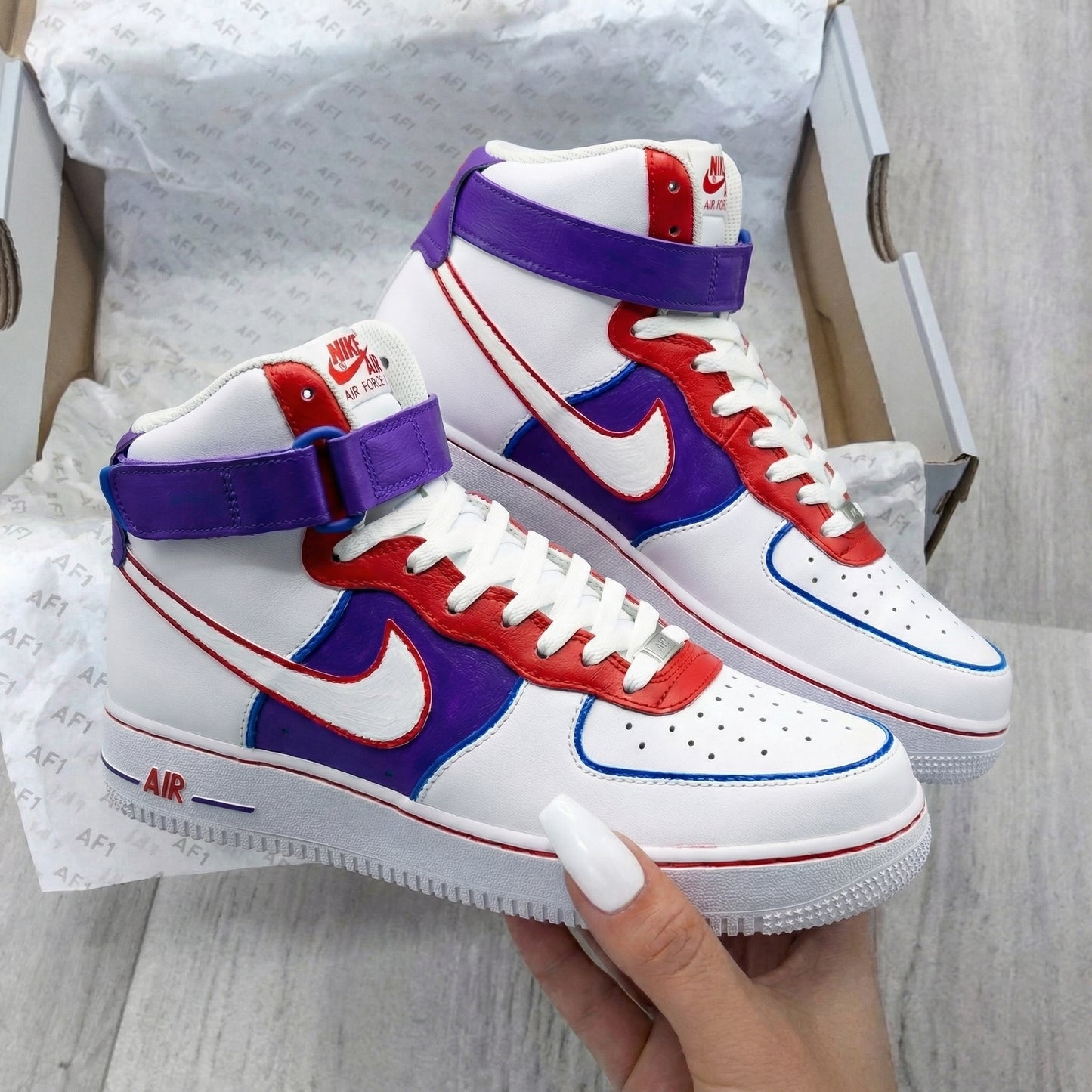 Premium Red Purple Custom AF 1s Shoes