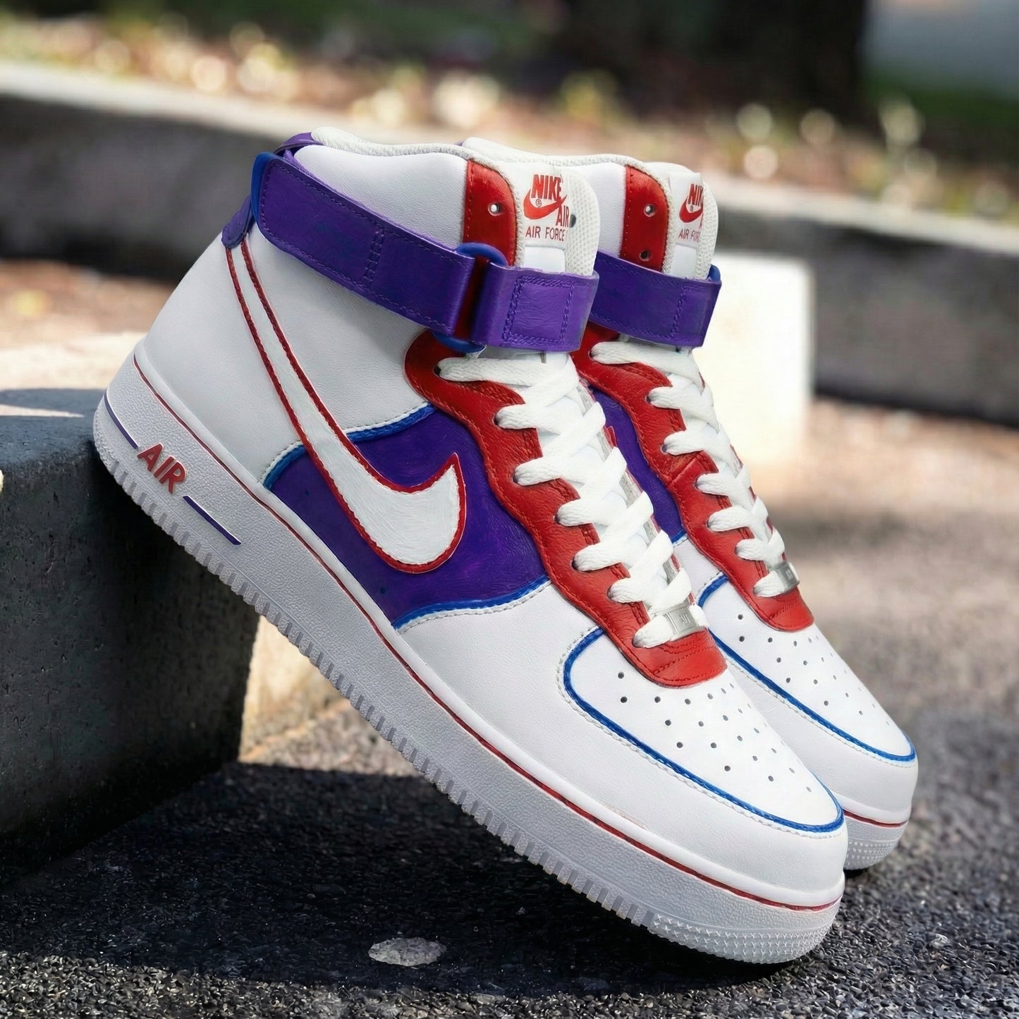Premium Red Purple Custom AF 1s Shoes