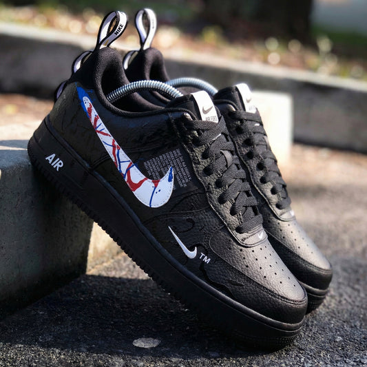 Pure Black Splatter Custom AF 1s Shoes