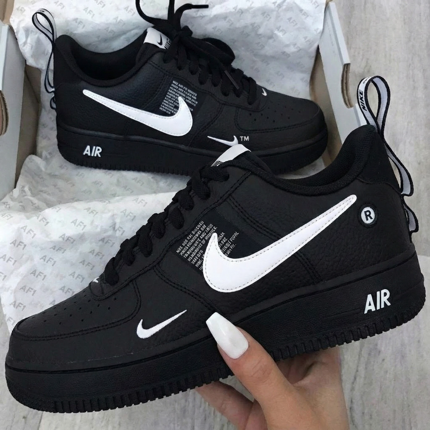Pure Black White Custom AF 1s Shoes