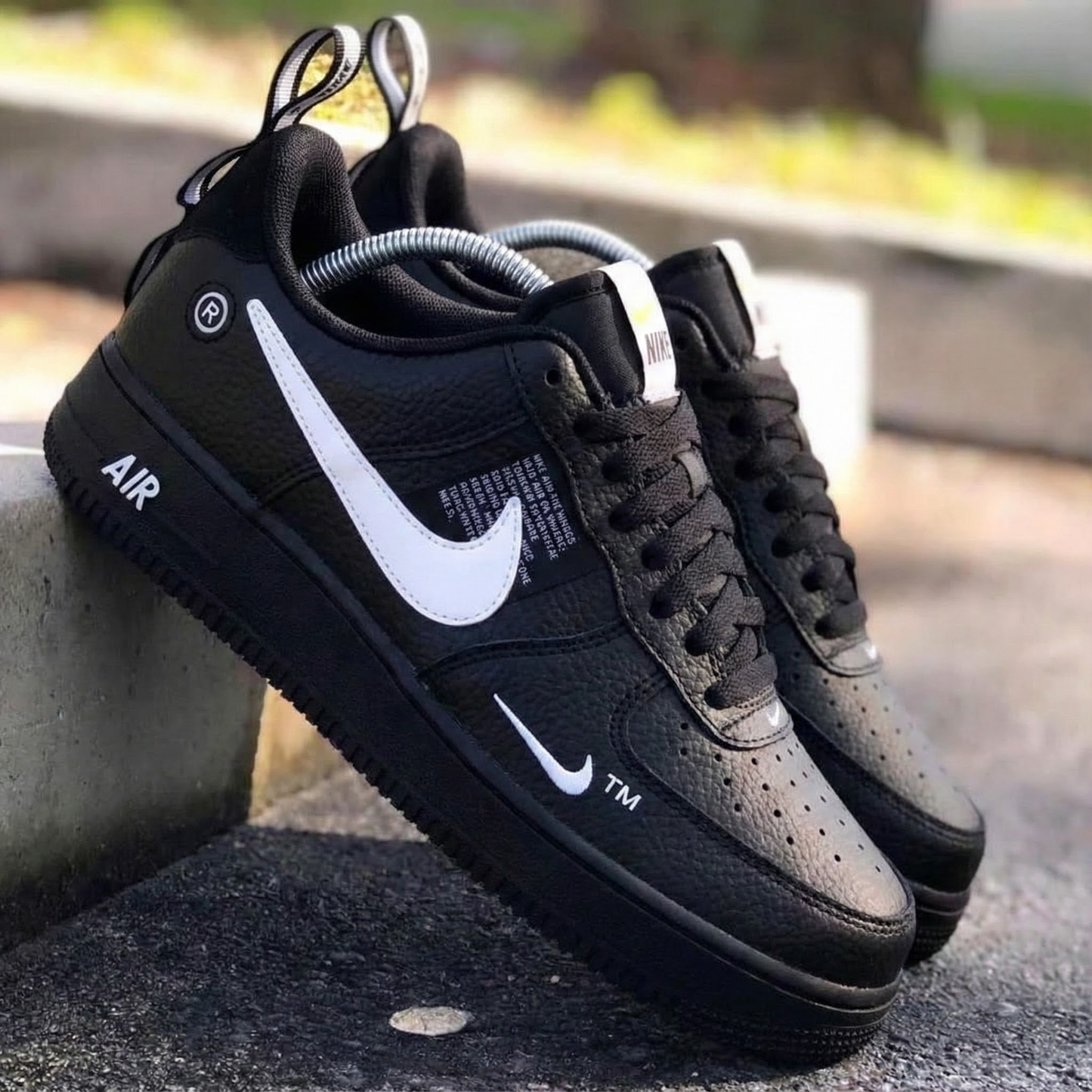 Pure Black White Custom AF 1s Shoes
