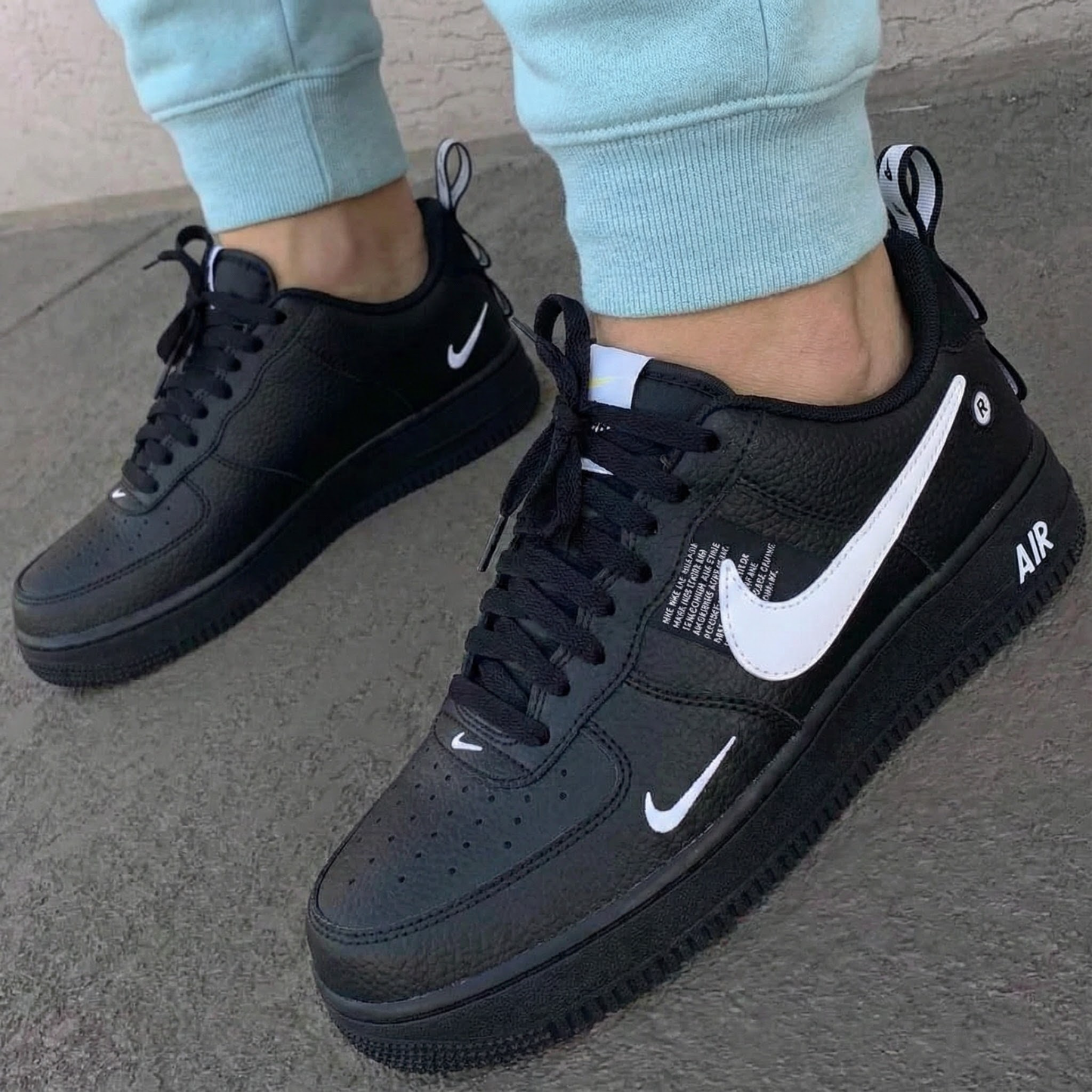 Pure Black White Custom AF 1s Shoes