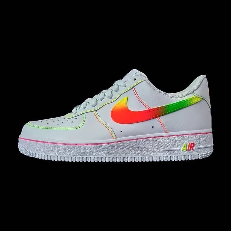 Pure White Base with Rainbow Details Custom AF 1s Shoes