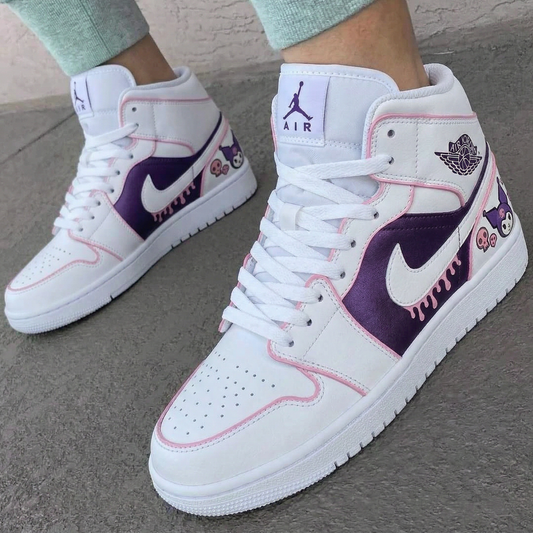 Purple Baby Pink Kuromi Skulls Custom AJ 1s Shoes