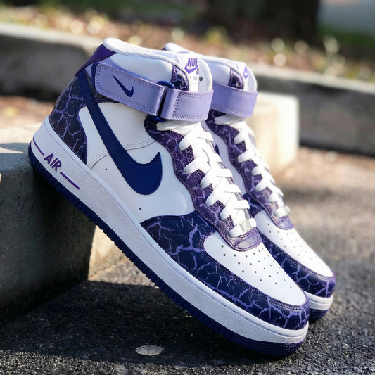 Purple Blue Crackle Custom AF 1s Shoes