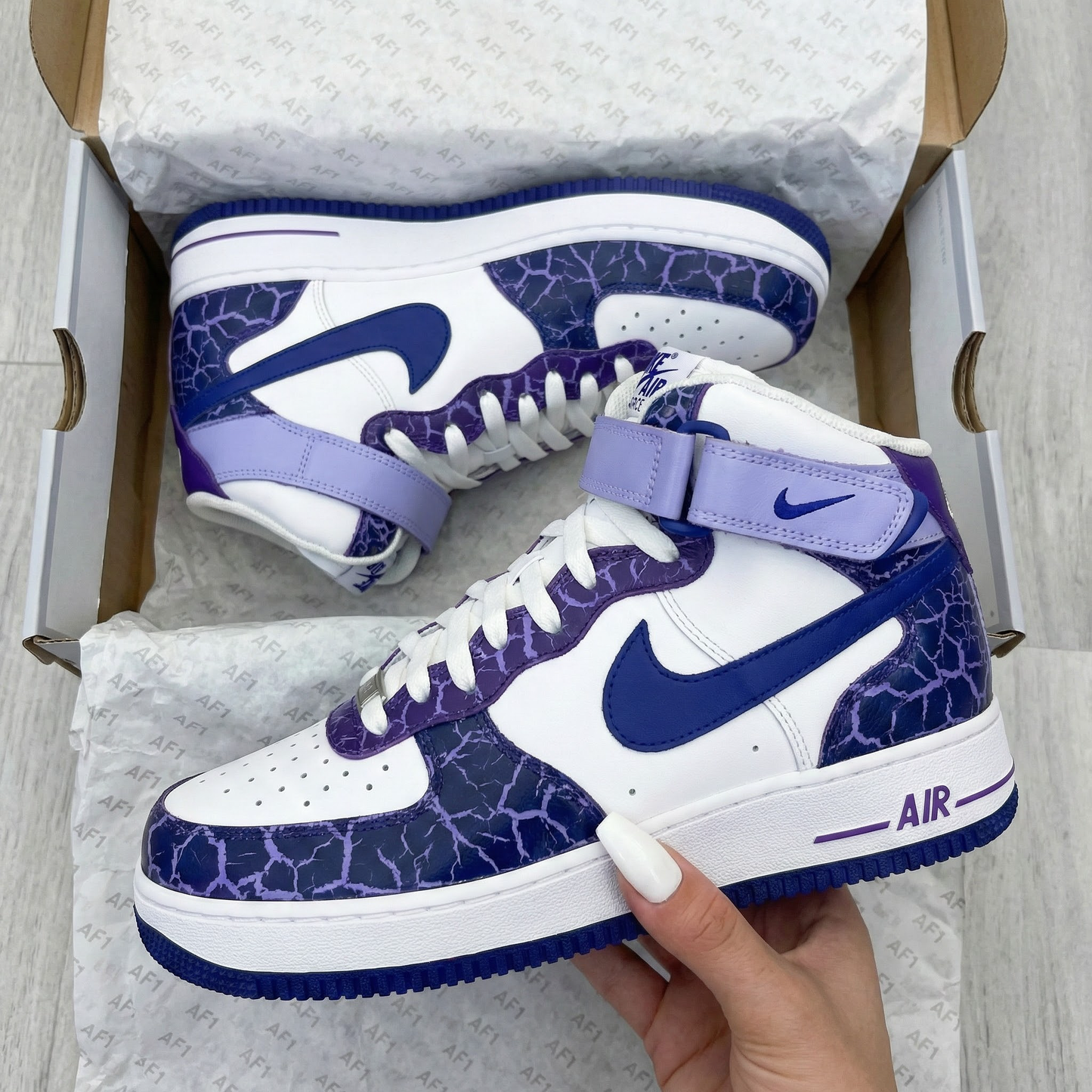 Purple Blue Crackle Custom AF 1s Shoes