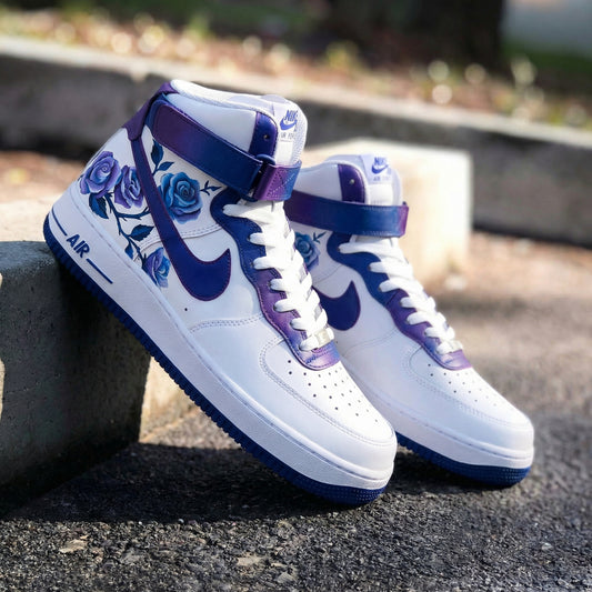 Purple Blue Floral Rose Custom AF 1s Shoes
