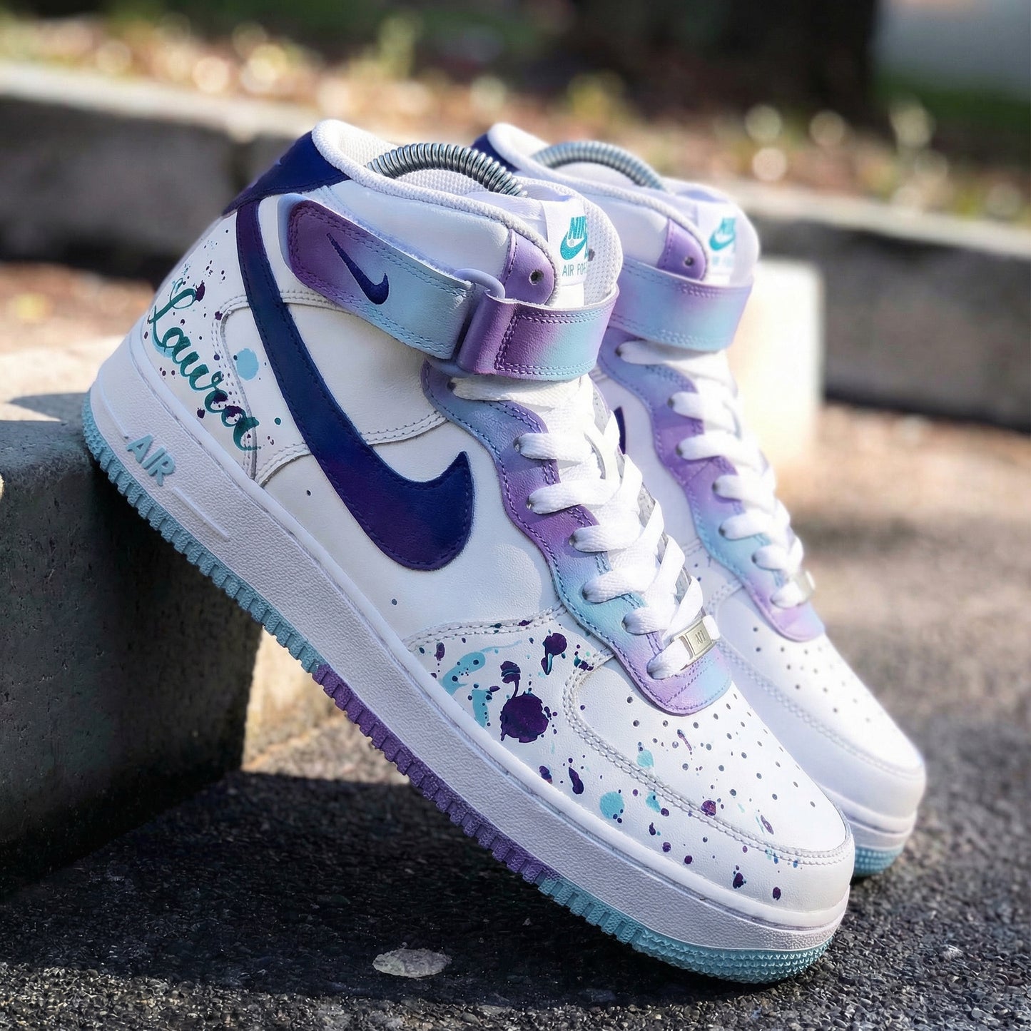 Purple Blue Splash Custom AF 1s Shoes