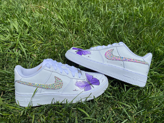 Purple Butterfly Glitter Custom AF 1s Shoes
