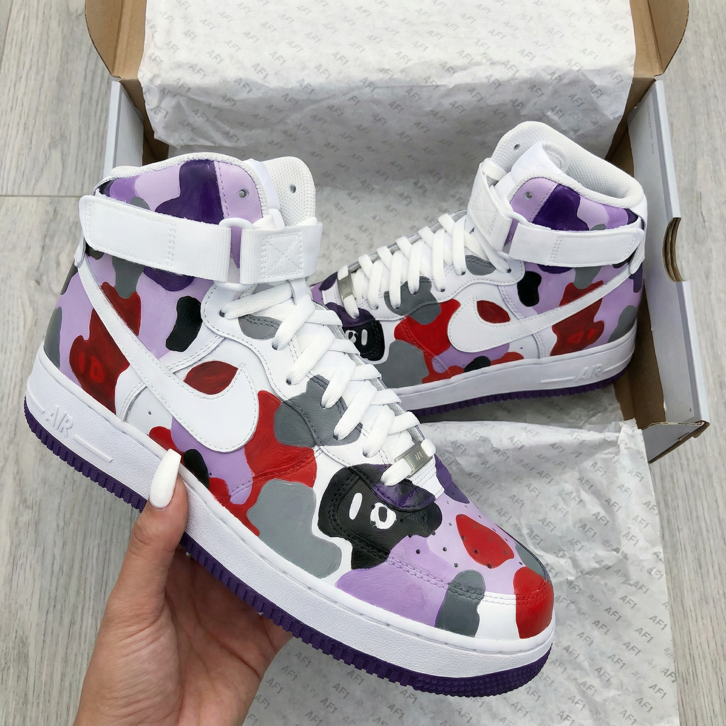 Purple Camouflage Custom AF 1s Shoes