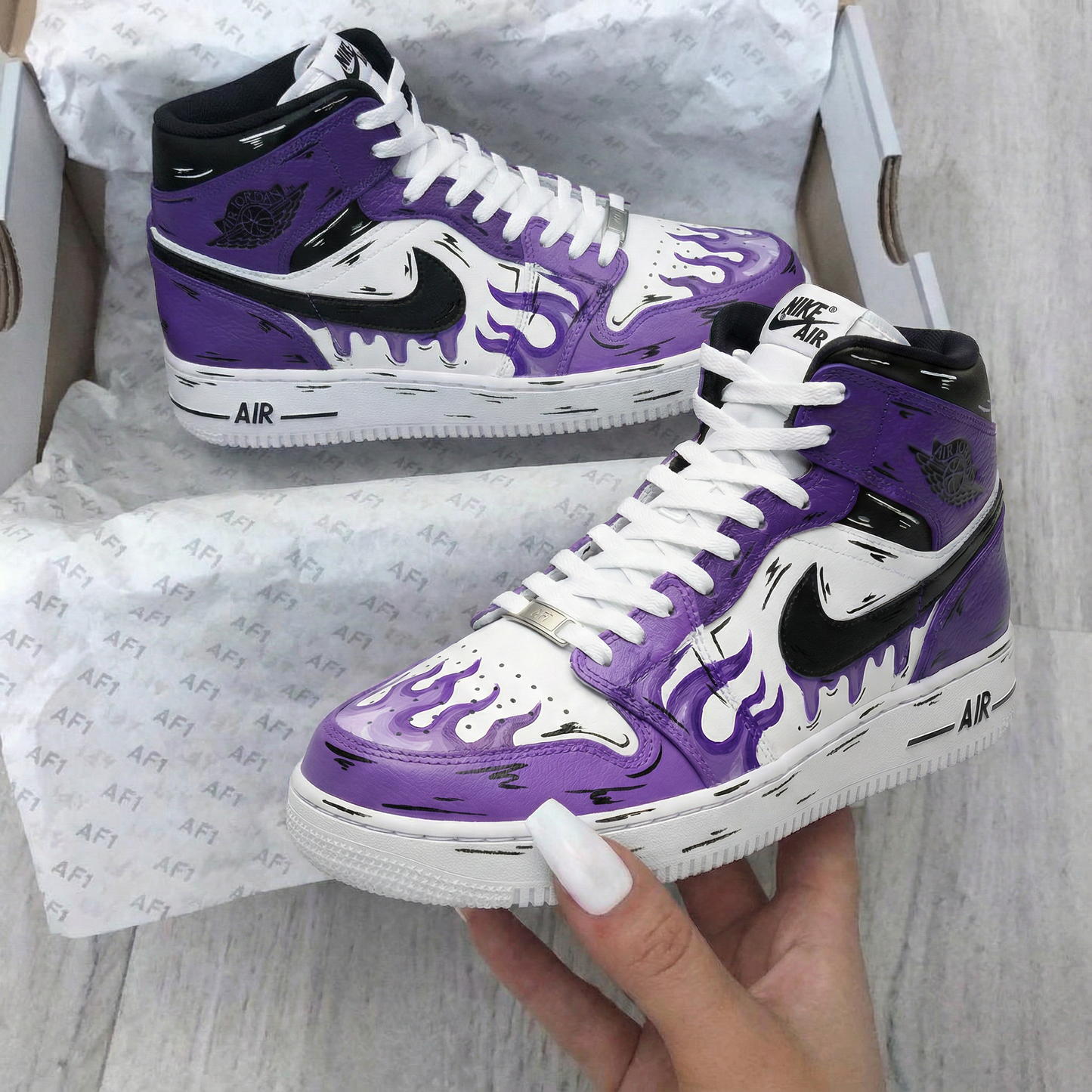 Purple Flame Custom AF 1s Shoes