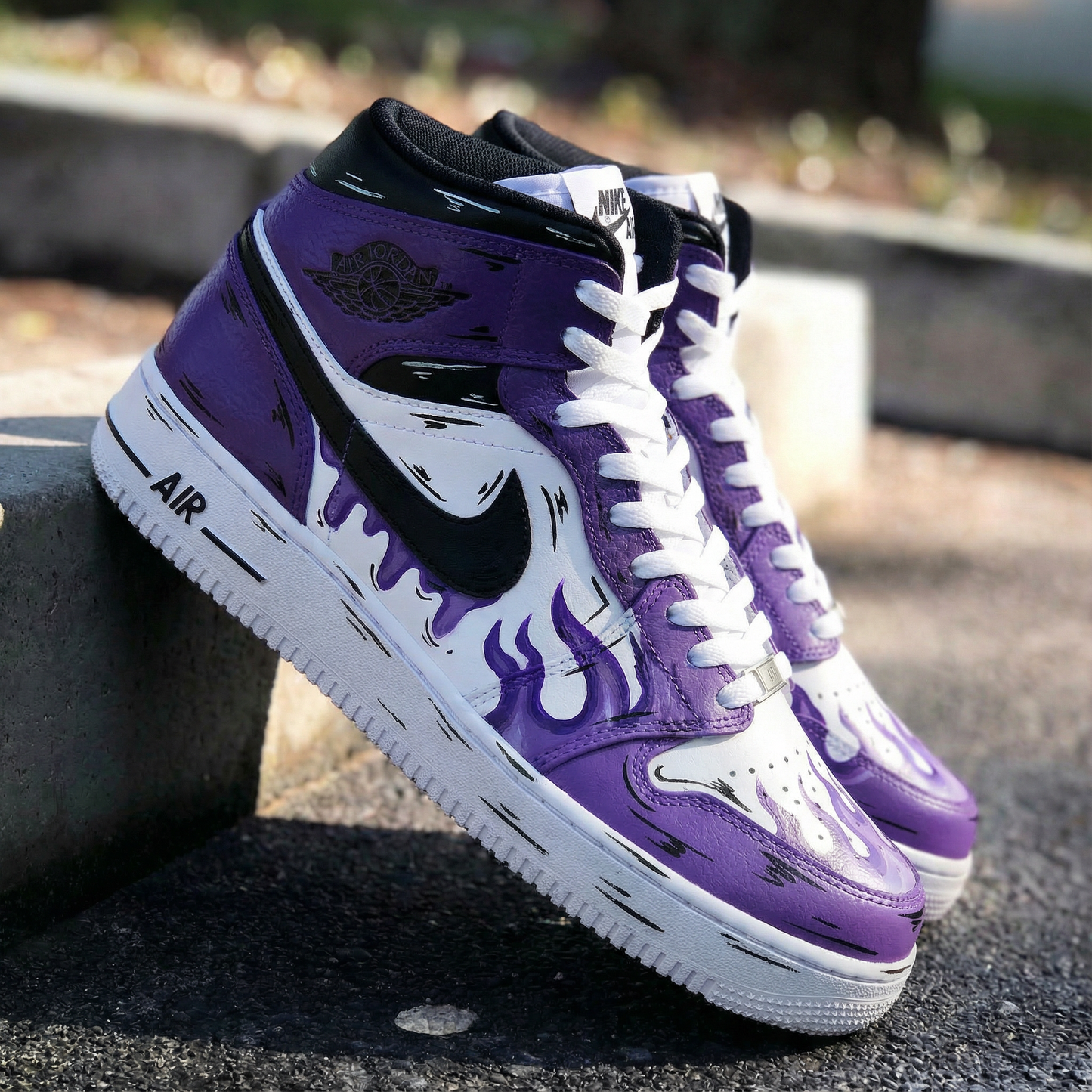 Purple Flame Custom AF 1s Shoes