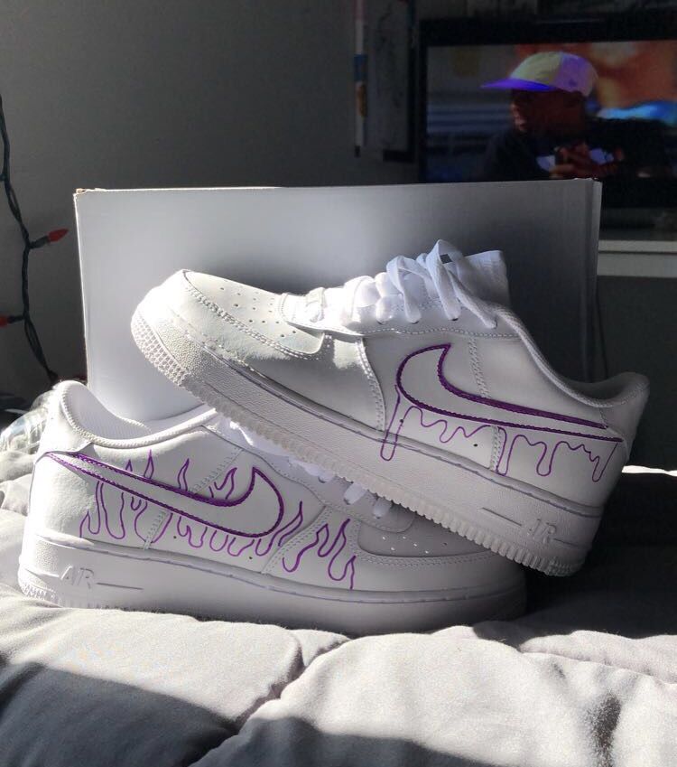 Purple Flame Custom AF 1s Shoes