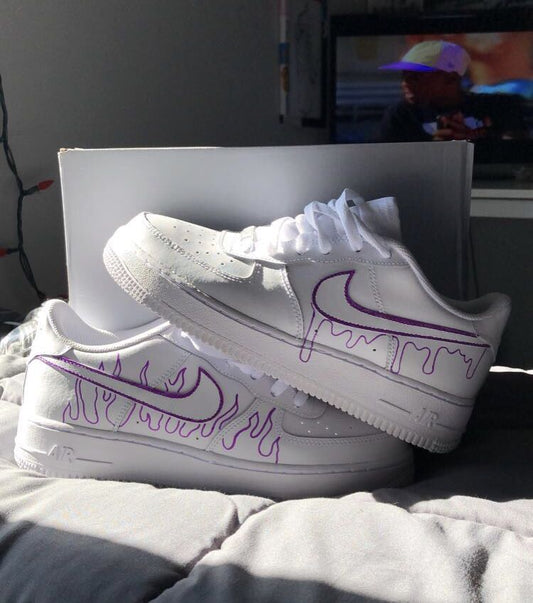 Purple Flame Custom AF 1s Shoes