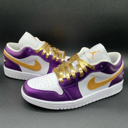 Purple Gold White Custom AJ 1s Shoes