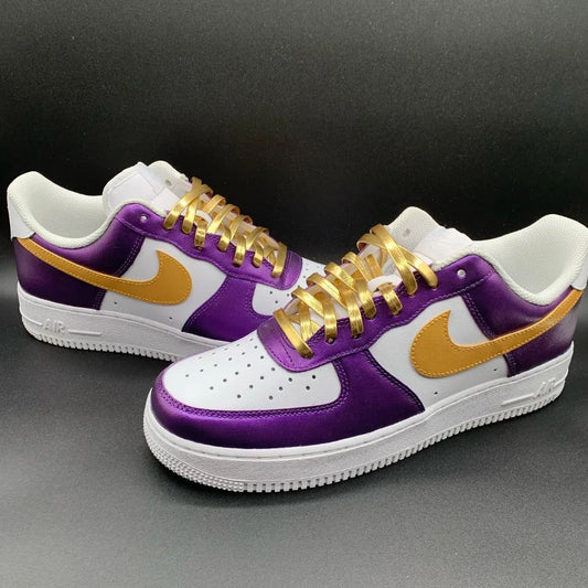 Purple Gold White Tri-Color Custom AF 1s Shoes