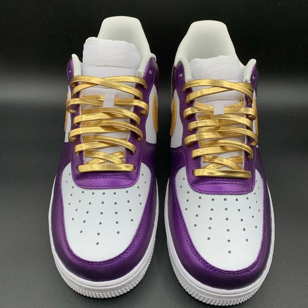 Purple Gold White Tri-Color Custom AF 1s Shoes
