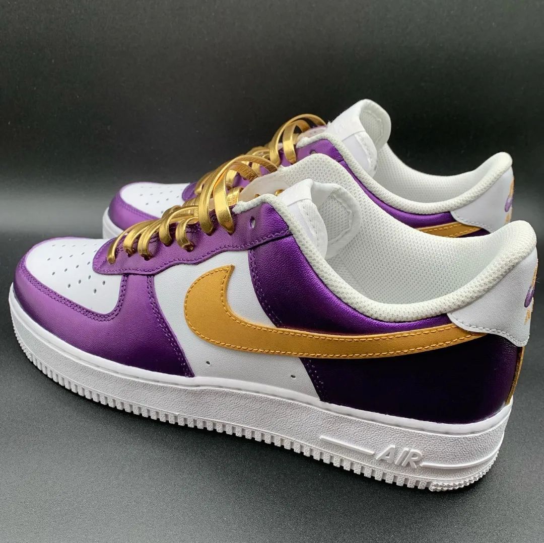 Purple Gold White Tri-Color Custom AF 1s Shoes