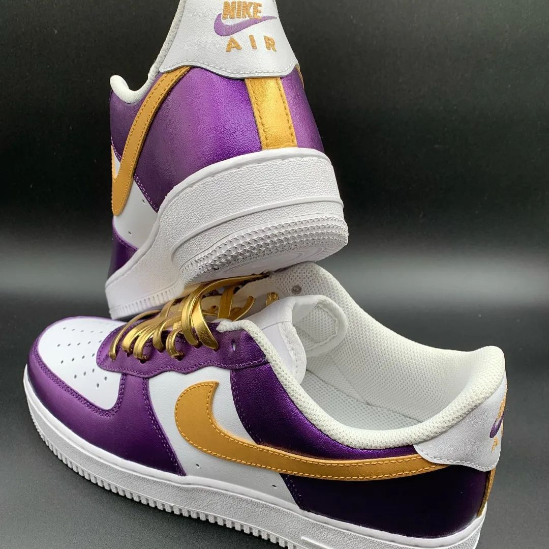 Purple Gold White Tri-Color Custom AF 1s Shoes