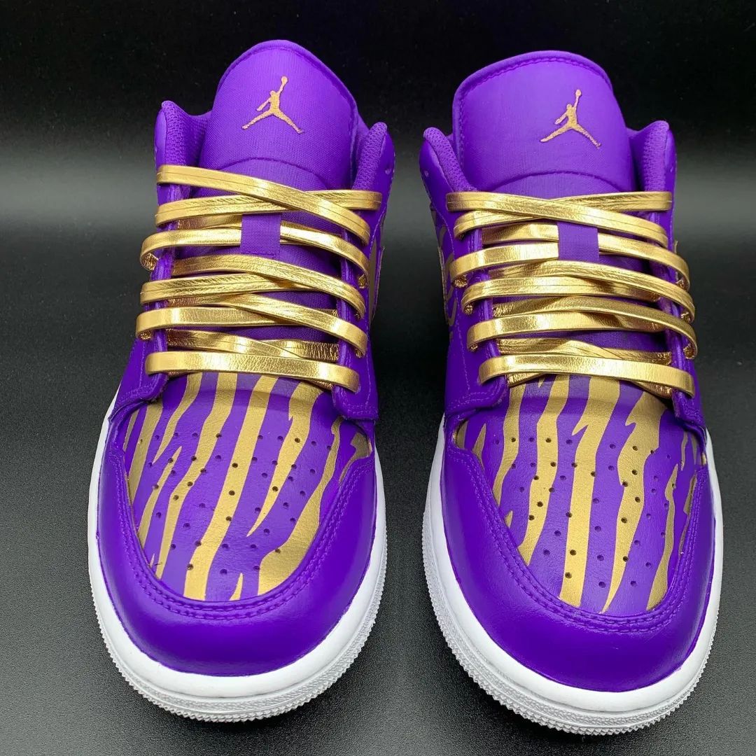 Purple Gold Zebra Custom AJ 1s Shoes