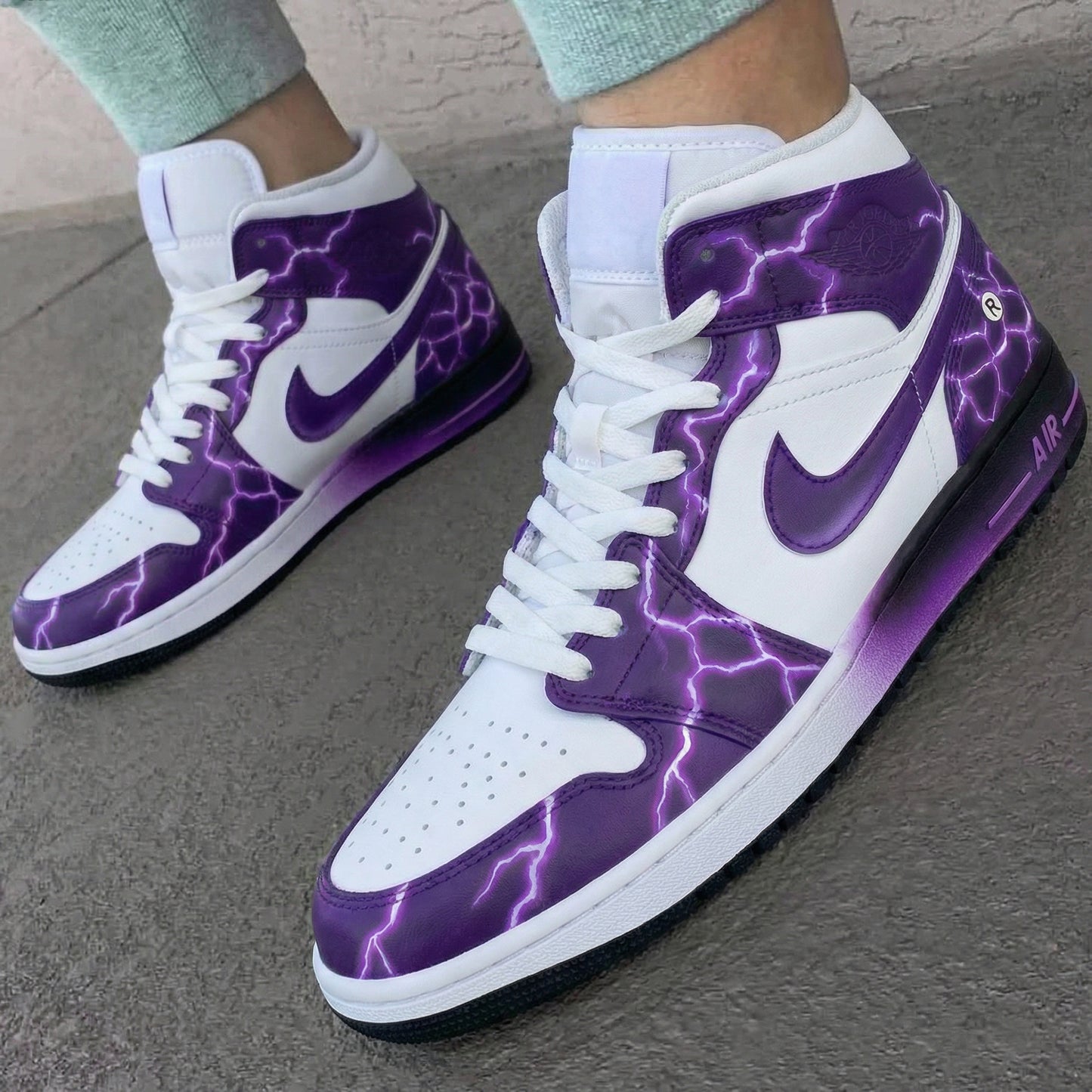 Purple Lightning Custom AJ 1s Shoes