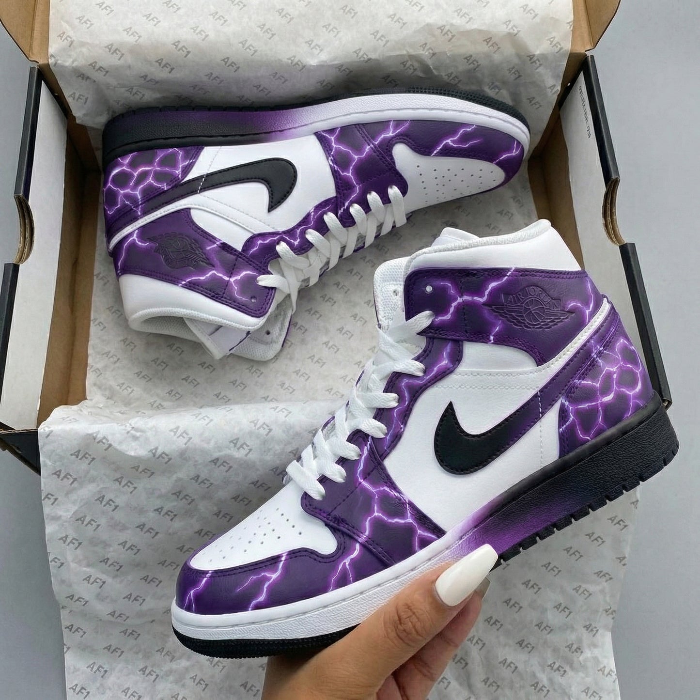 Purple Lightning Custom AJ 1s Shoes