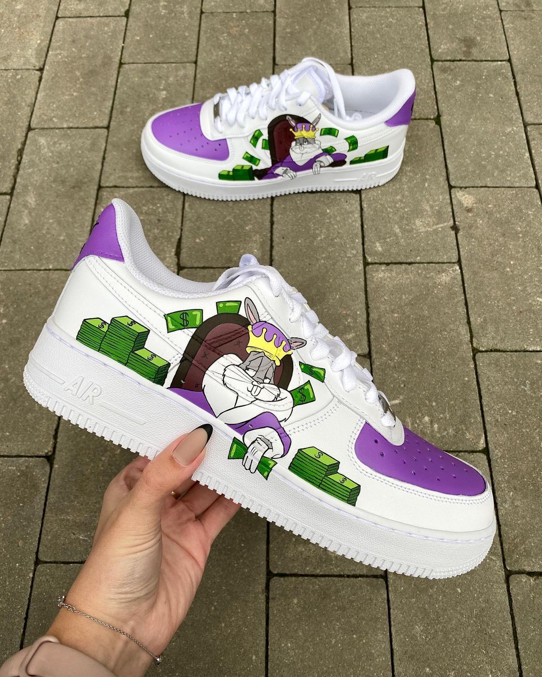 Purple Looney - Tunes LV Custom AF 1s Shoes
