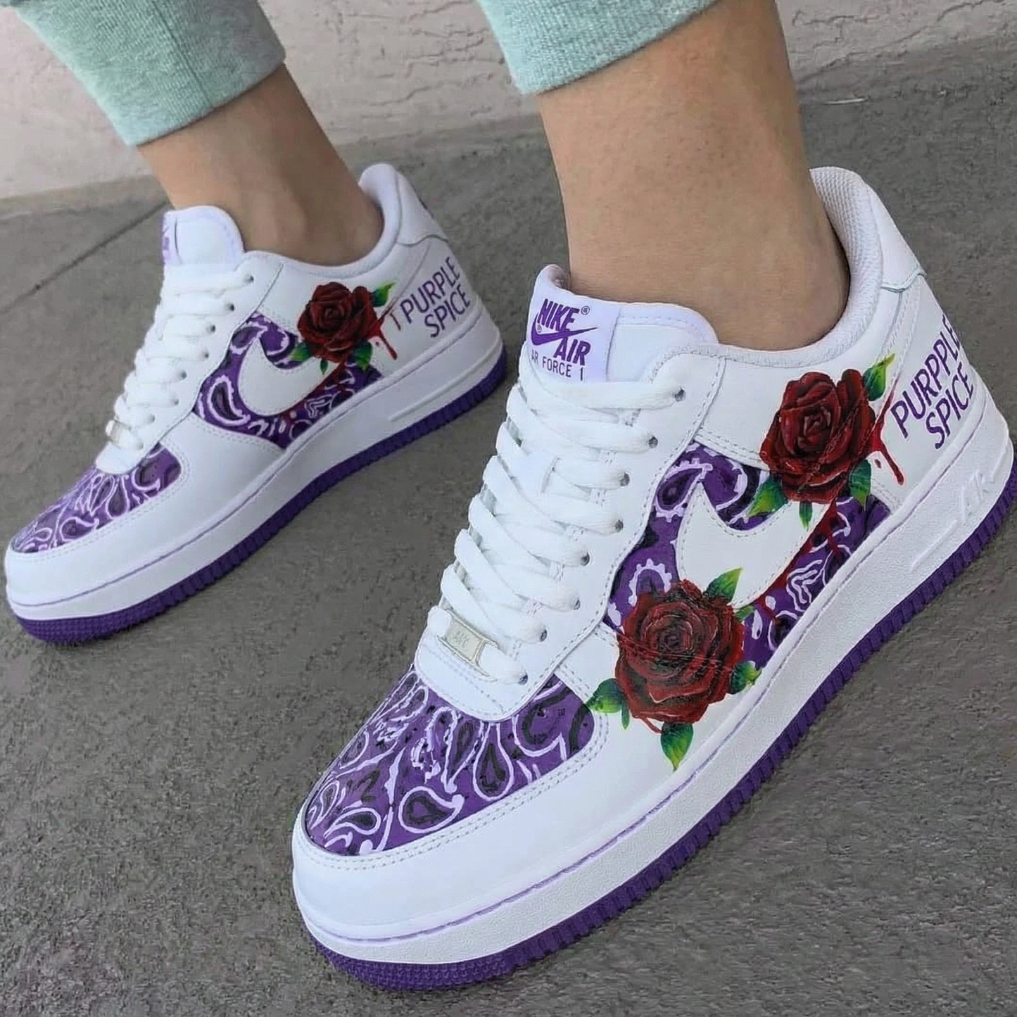 Purple Paisley Rose Custom AF 1s Shoes