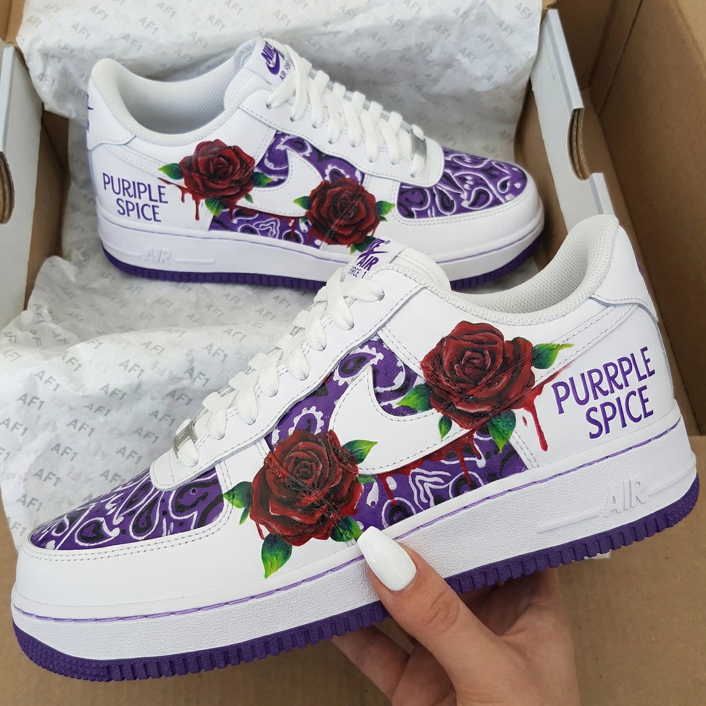 Purple Paisley Rose Custom AF 1s Shoes
