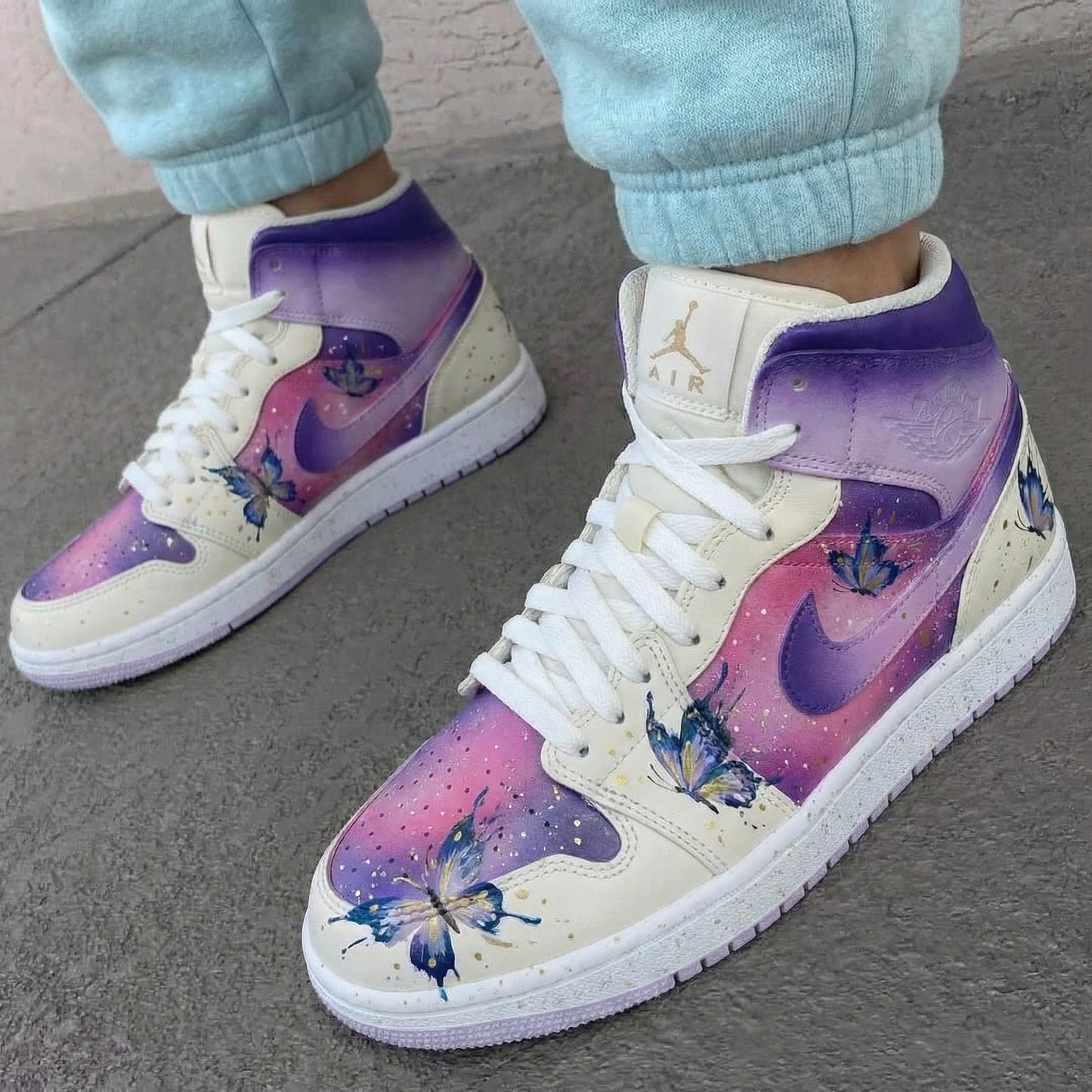 Purple Pink Butterfly Custom AJ 1s Shoes