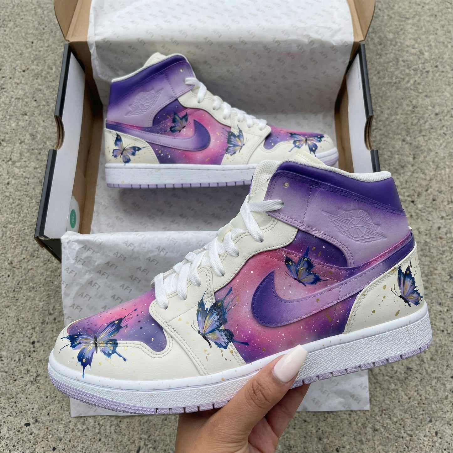 Purple Pink Butterfly Custom AJ 1s Shoes