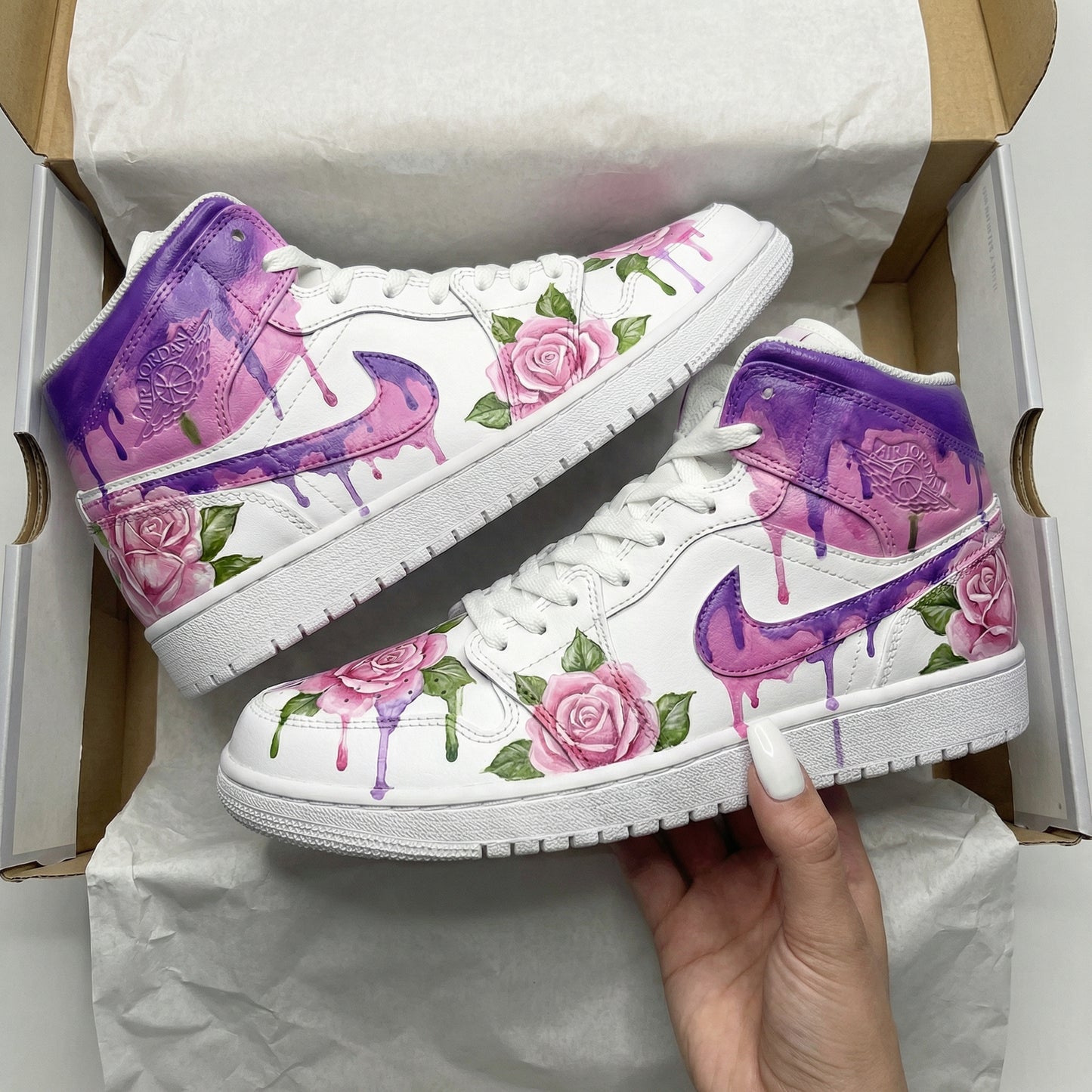 Purple Pink Rose Custom AJ 1s Shoes