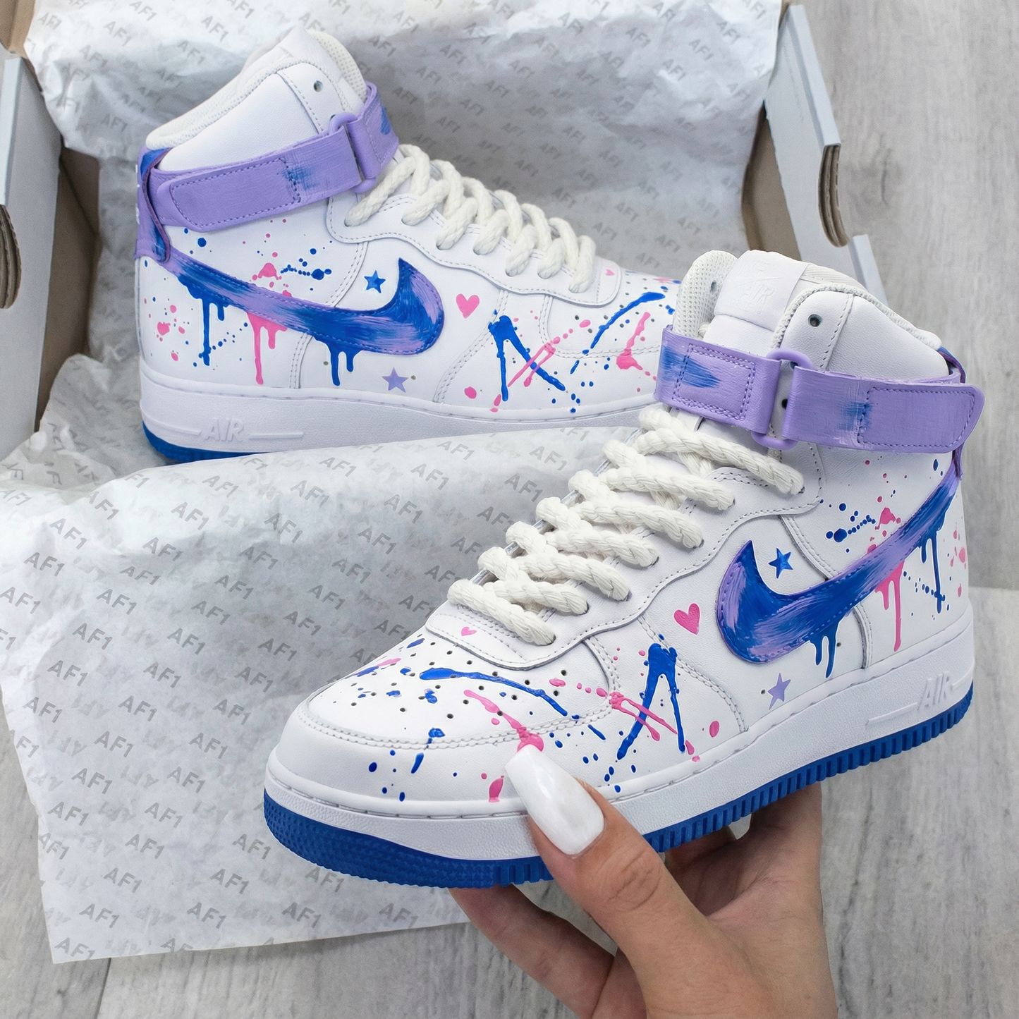 Purple Pink Star Heart Custom AF 1s Shoes