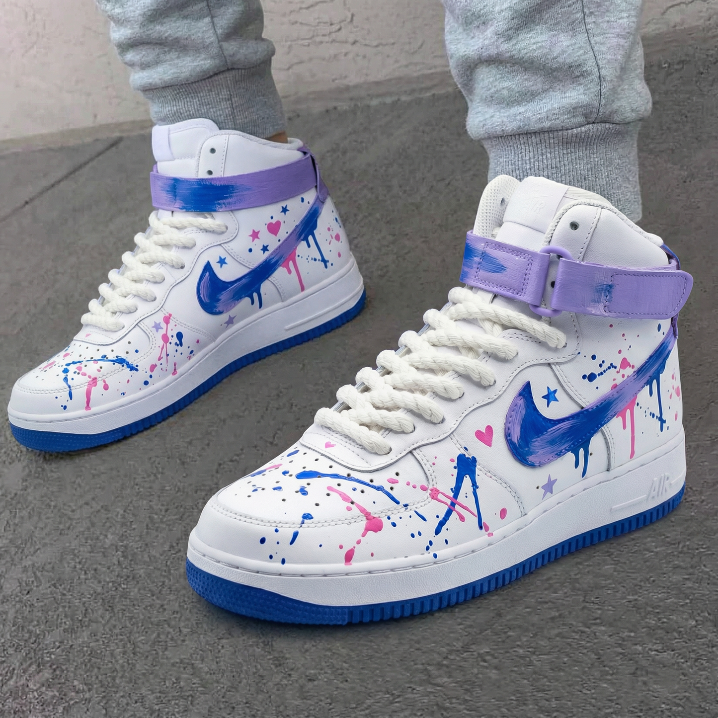 Purple Pink Star Heart Custom AF 1s Shoes