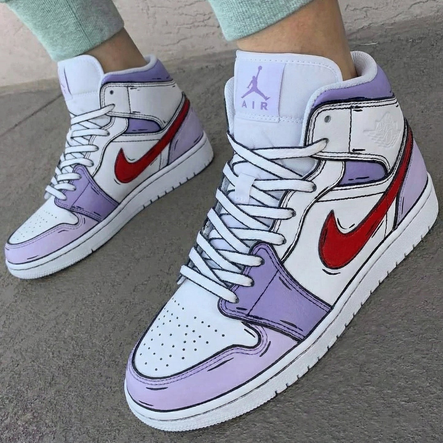 Purple Red Cartoon Custom AJ 1s Shoes