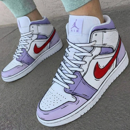 Purple Red Cartoon Custom AJ 1s Shoes