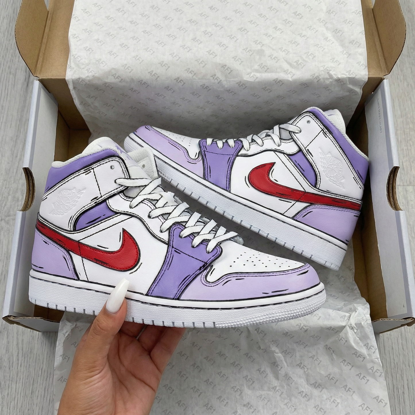 Purple Red Cartoon Custom AJ 1s Shoes