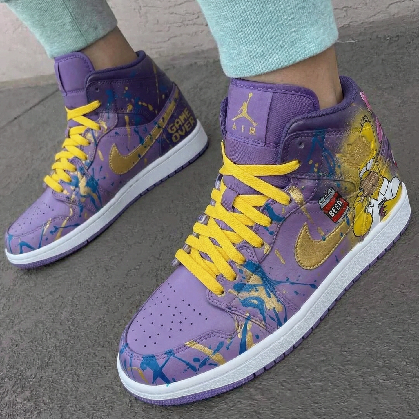 Purple Simpson Spray Paint Custom AJ 1s Shoes