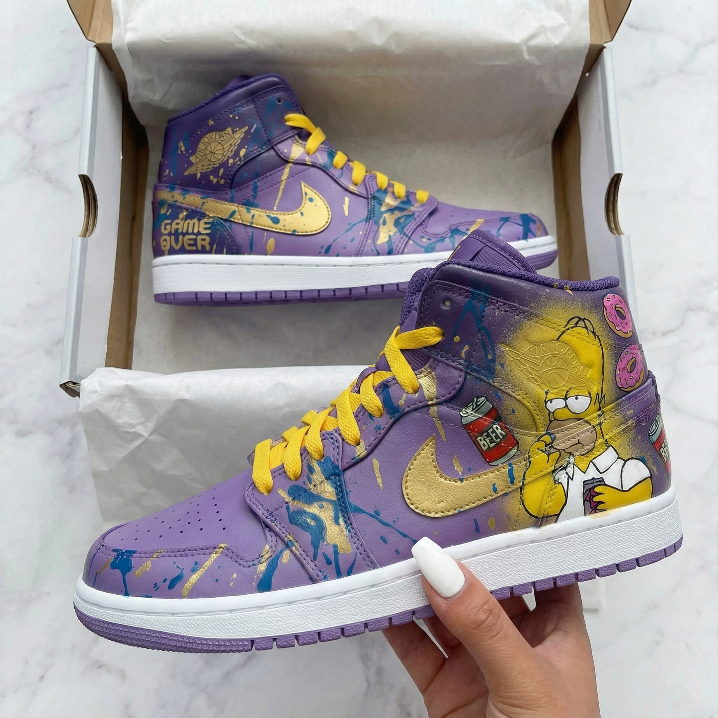 Purple Simpson Spray Paint Custom AJ 1s Shoes