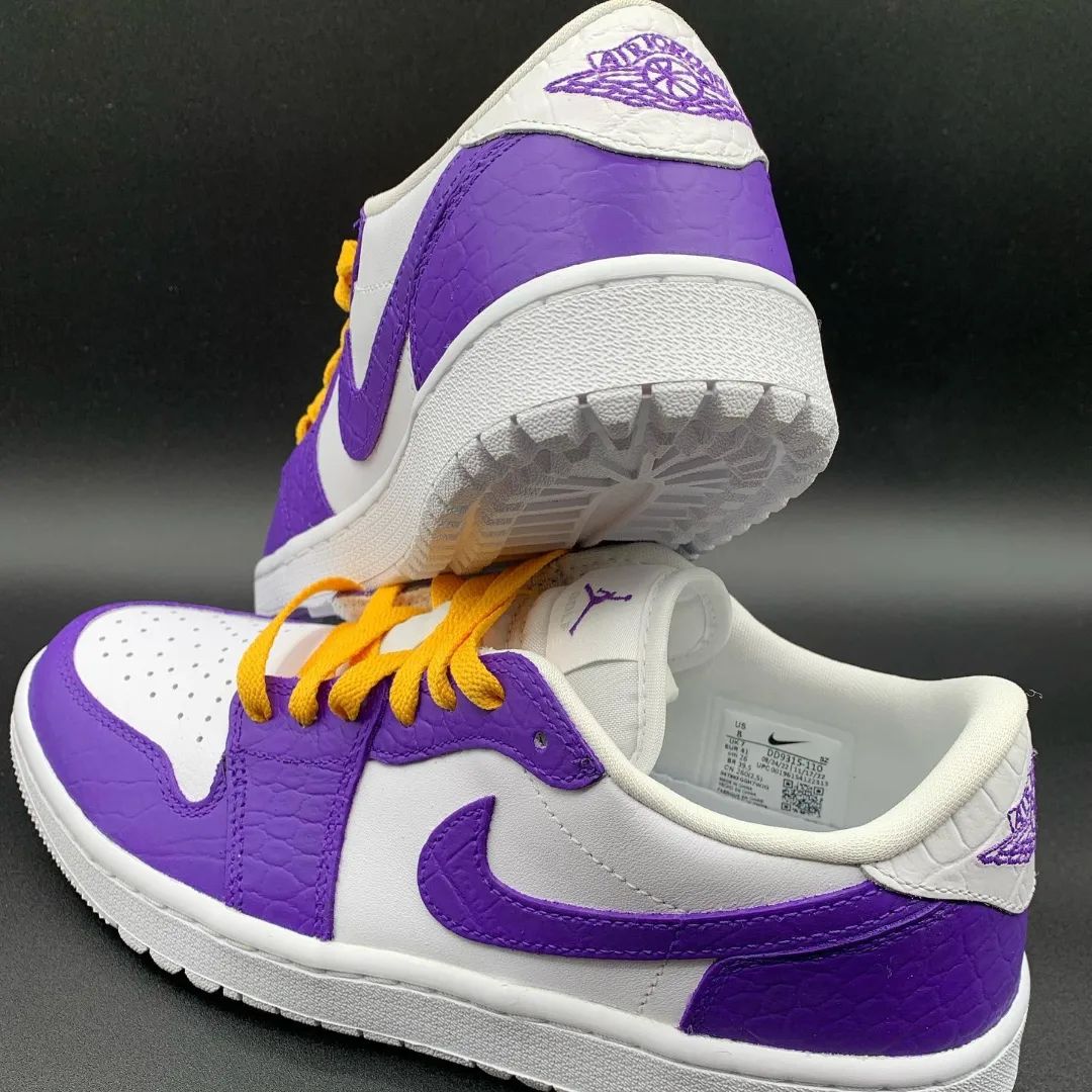 Purple White Orange Croc - embossed Custom AJ 1s Shoes