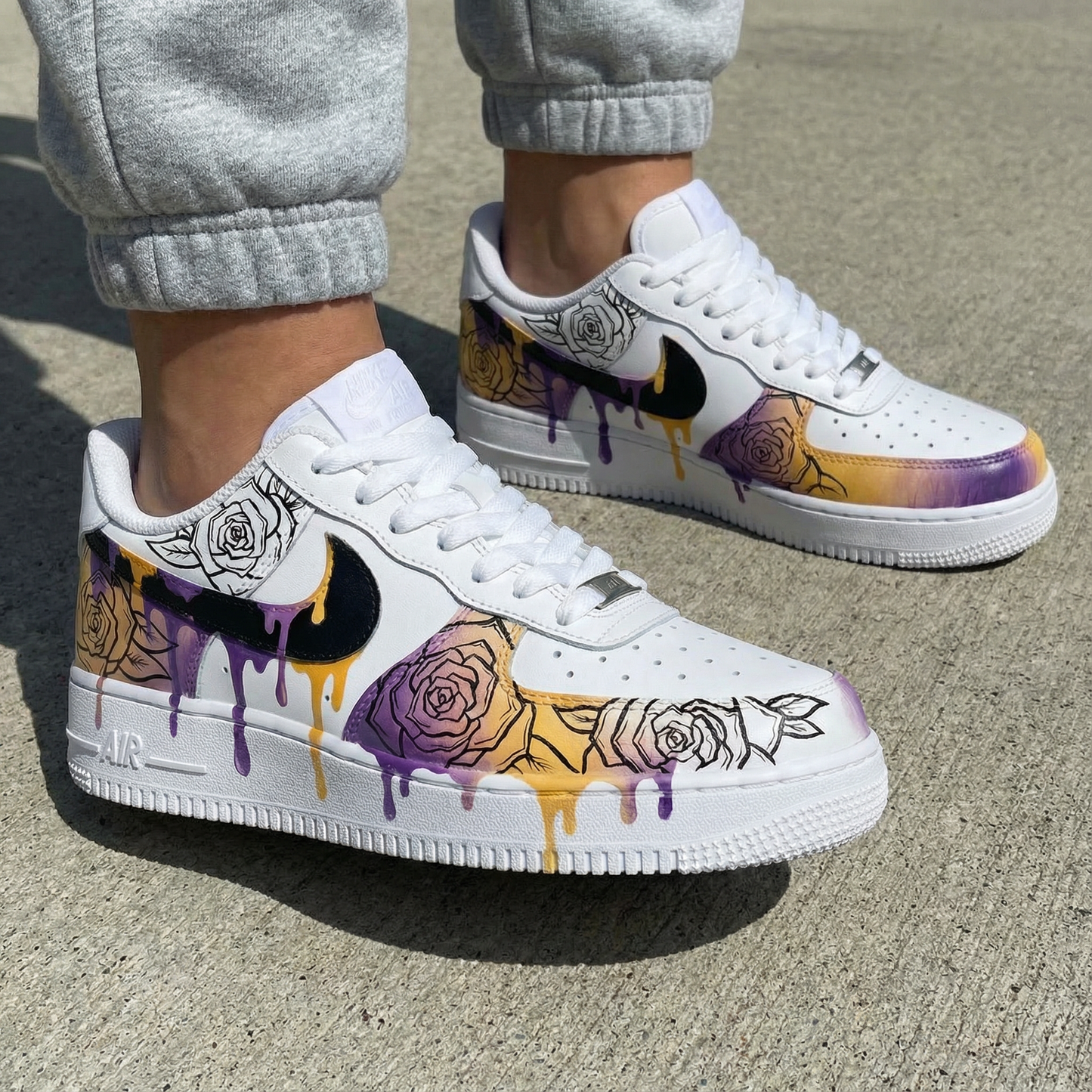 Purple Yellow Rose Custom AF 1s Shoes