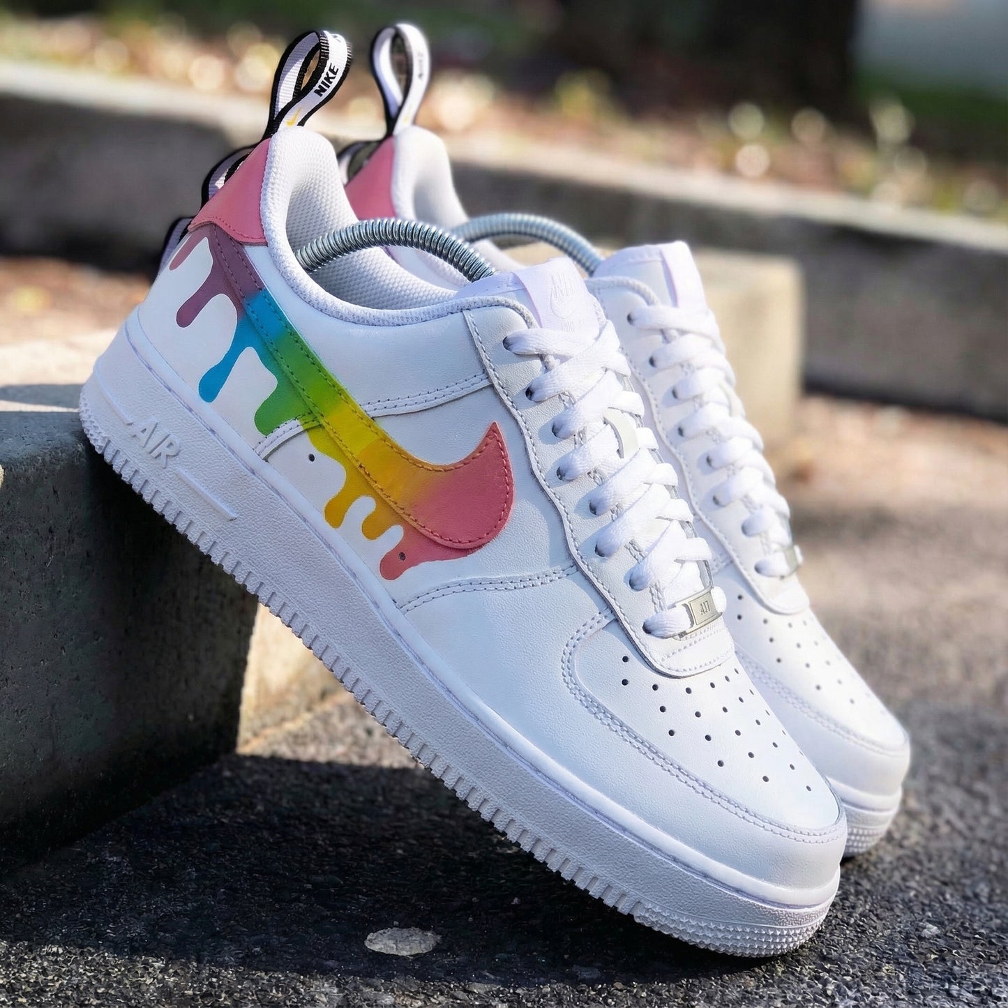 Rainbow Drip Design Custom AF 1s Shoes