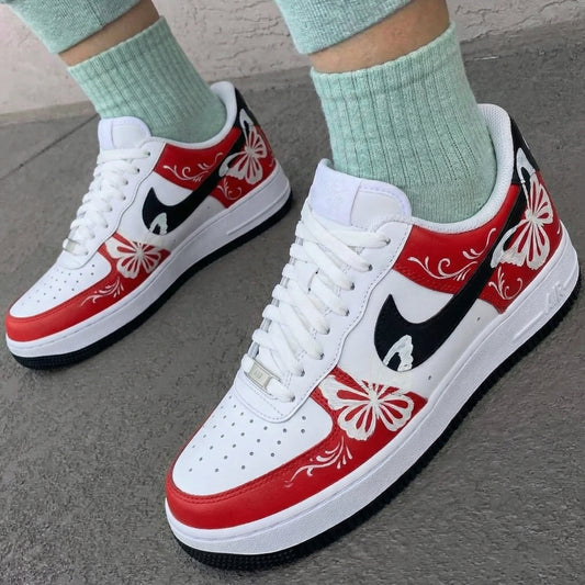 Red Black Butterfly Custom AF 1s Shoes