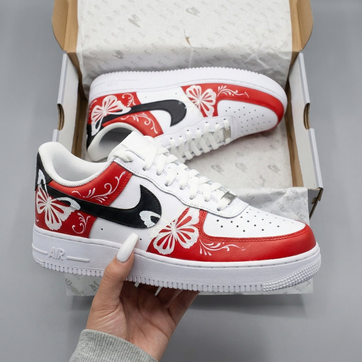 Red Black Butterfly Custom AF 1s Shoes