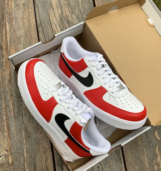 Red Black Custom AF 1s Shoes