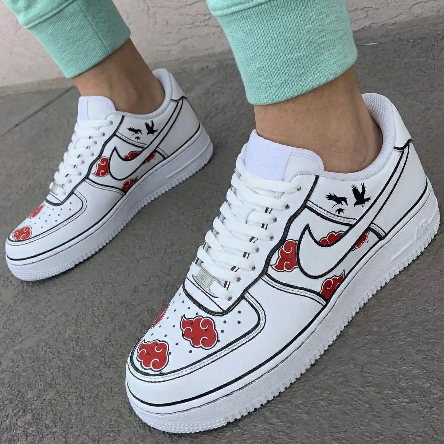 Red Black Naruto - themed Custom AF 1s Shoes