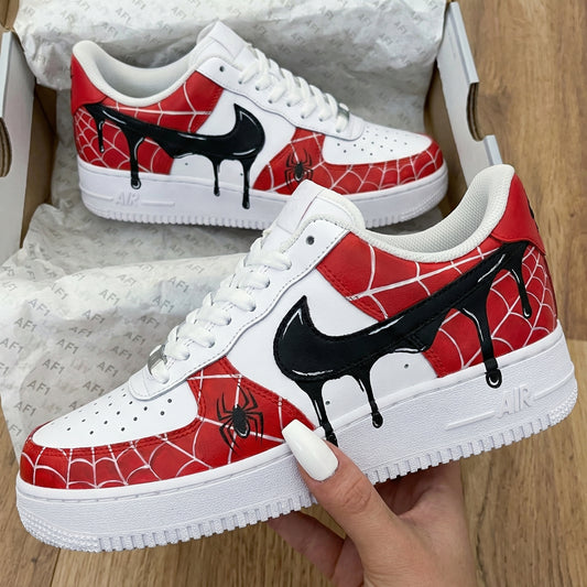 Red Black Spider Web Spiders Custom AF 1s Shoes